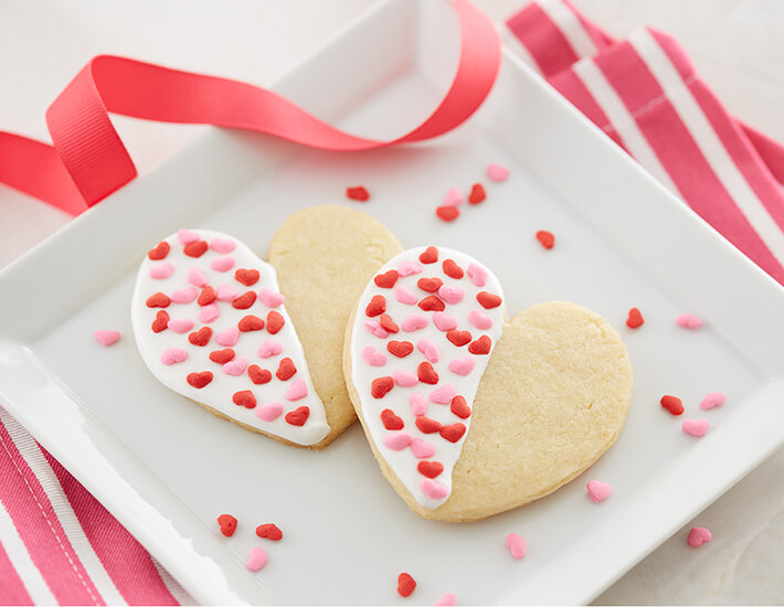 Half Dipped Valentine White Sugar Cookies with Heart Cookies for Mother's Day and Bridal Showers and Weddings