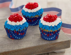 Patriotic Ruffled Cupcakes