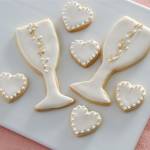Champagne Flute White Sugar Cookies with Heart Cookies for Mother's Day and Bridal Showers and Weddings